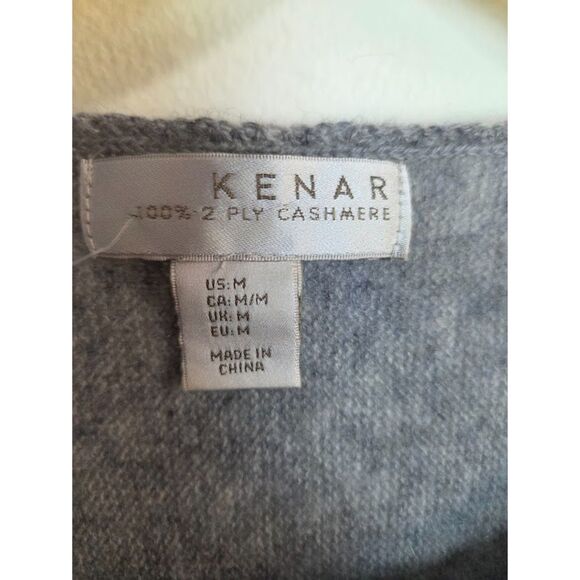 Kenar Light Grey 100% 2 Ply Cashmere Scoop Neck Tunic Knit Sweater size Medium - Picture 4 of 7